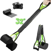 BONTHEE 32" Pooper Scooper, Dog Poop Scooper for Large Dogs Heavy Duty, Long Handle Foldable Poop Scooper with Bag Attachment,Durable Dog Poop Pick Up for Yard Grass
