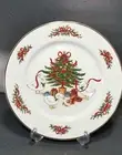 Vintage Country Christmas Plate By Jay Tree Holly Ribbon Geese Gold Trim JAPAN