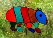 RAINBOW WOMBAT Suncatcher Multi Coloured Stained Glass AUSTRALIAN LEADLIGHT GIFT