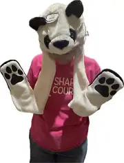 Cozy Panda Bear Long Arm Hat Scarf Mitten Plush Unleash the Animal China Winter