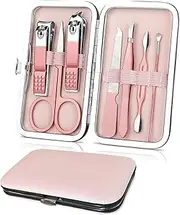 WOXVM Premium Manicure Set, 7 in 1 Professional Nail Clippers Scissors Pedicure Kit, Stainless Steel Cuticle Nail Care Tools with Luxurious Travel Case, Portable Manicure Grooming Kit Women
