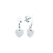 14k White Gold Round Diamond Dangle Heart Earrings 1/4 Cttw
