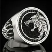 Retro Unisex Vintage Style Wolf Head Retro Arrogant Punk Rock Gold Ring Jewelry