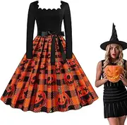 [Generic] Women Halloween Dress - Rhinestone Crystal Brooch, Elegant Witch Costume | Jewelry Brooch Accessories with Christmas Tree, Classic Halloween Dress for Parties, Spooky Events, Costume Parties