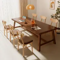 在飛比找樂天市場購物網優惠-椅子 餐桌 全實木餐桌方桌飯桌家用木桌子胡桃木長方形中式大長