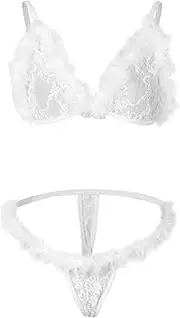 [Generic] Satin Chemise Lingerie for Women Plus Size Womens Bandage Lace Romper Elastic Top Panties Set Sexy Hollow Out Cage Bra Bodysuit Sexy New Years Lingerie