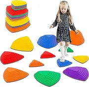 Stepping Stones for Kids 12pcs Anti-skidding Stepping Stones Set Balance Blocks Indoor & Outdoor Obstacle CourseKids Fitness Equipment Promotes Balance Coordination & Strength…
