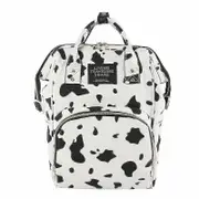 Stylish Cow Pattern Backpack, Trendy Zipper Rucksack, Versatile Women's Travel Diaper Bag