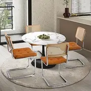 Oikiture Dining Table and Chair with Morden Dining Chairs Set of 4 and Marbel Dining Table 90cm