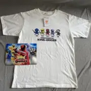 Ohsama Sentai King-Ohger T-shirt M or LL size White color with Paper lunch mat
