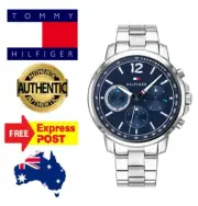 NEW TOMMY HILFIGER "LANDON" TH 1791534 SILVER/BLUE MENS CHRONOGRAPH QUARTZ WATCH