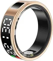 Smart Ring with LED Display, Smart Ring Fitness Tracker, IP68 Waterproof Fitness & Sleep Tracker for Women & Men with Charging Case, APP for iOS for Android, Gold (#9)