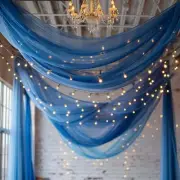 5ft x 32ft ROYAL BLUE Premium Chiffon Sheer Backdrop CURTAIN PANEL Drape Party