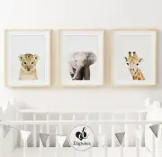 Baby Animal Nursery Prints, Animal photograph decor, Children's decor. Wall Art