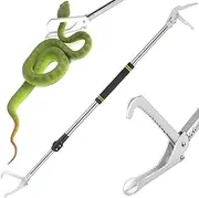 [Greeily] Snake Grabber Tool, 55inch Snake Tongs for Rattlesnake Reptile Tongs Long Catcher Reach Grabber Heavy Duty and Made of Stainless Steel Tube Sponge Handle (55inch (black))