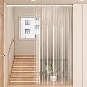 Door Curtain, PVC Kitchen Door Curtains, Telescopic Rod Door Curtain, Door Alternatives with Metal Grommets, Transparent Soft Partitions(140 * 220cm/55 * 87in)