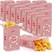 Ireer 200 Pcs 0.75 oz Popcorn Boxes, Close Top Popcorn Containers for Movie Party, Bulk Red and White Striped Paper Popcorn Boxes for Popcorn Machine Theater Night Party Carnival Circus Party Supply