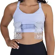 [Love and Fit] Cadence Nursing & Pumping Bra - Ice Blue - Hands-Free Pumping Bra Compatible to All Standard Pump Flanges & Wearable Pumps