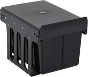 'vidaXL 36L Black Kitchen Cupboard Pull-Out Dustbin - ABS and Plastic Soft-Close Mechanism - Easy Sort Dual Bin System for Recycling