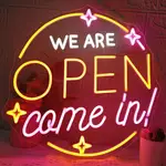 LED霓虹燈WE ARE OPEN COME IN 招牌發光字 酒吧咖啡裝飾營業中燈牌