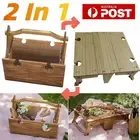 Folding Wooden Picnic Table Storage Basket Portable Outdoor Camping Wine Holder