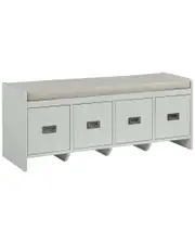 Acme Furniture Berci Bench w/Storage in Beige Fabric & White