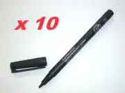10x Staedtler 314 Lumocolor permanent marker 314-9 pen 1-2.5mm all* surfaces BLK