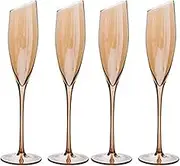 Generic Wine Glass Slanted Champagne Glasses 180Ml Crystal Glass Sparkling Glasses Set of 4 Home Champagne Flute/Brown/180Ml