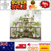 Plant Stand Indoor/Outdoor Corner Shelf 11 Potted Holder Wooden Tall Rack
