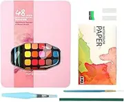 Water Art Paint Set For Kids | 48 Colors Solid Sketching Pastels Set,Palette Pastels, Travel Palette Design, Art Crafts Painting Supplies For Artists, Amateur Hobbyists