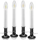 4 Pack-Christmas Window Candles with Sensor Dusk to Dawn Electric Corded, Nickel