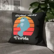 Crystal River Manatee Faux Suede Pillow Case Souvenir Vacation