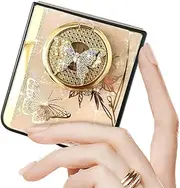 for Samsung Galaxy Z Flip 5 Case for Women Girls,Galaxy Flip 5 Phone Case Cute Bling Diamond Butterfly Flower Stand,Plating Pearl Hard Back Soft Silicone Girly Cover for Samsung Z Flip 5 (Pink)