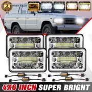 4pcs 4x6" Inch Square LED Headlights Replacement 60 80 Series w/Canbus Adapters