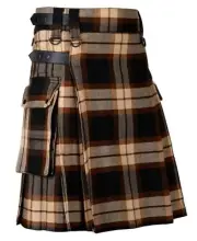 Scottish Highland Rose Ancient Tartan Utility Kilt Leather Straps Kilt for Men