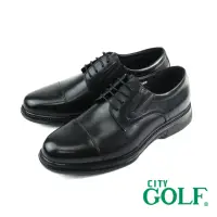 在飛比找momo購物網優惠-【CITY GOLF】經典休閒軟墊橫飾綁帶德比鞋 黑色(GF