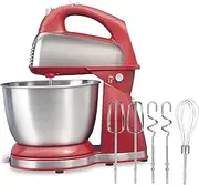[Hamilton Beach] Classic Stand and Hand Mixer, 4 Quarts, 6 Speeds with QuickBurst, Bowl Rest, 290 Watts Peak Power, Red (64654)