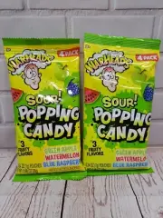 2 Bags- Warheads Sour Popping Candy, Three Flavors, Each Bag Has 4-packs
