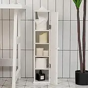 Giantex Toilet Roll Holder, Toilet Tissue Holder with 3 Detachable Shelves, Over Toilet Storage for Toilet Paper Bulk, Narrow Bath Floor Cabinet, Bathroom Paper Roll Holder, White