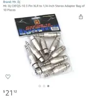 Mr. Dj CXFQS-10 3 Pin XLR to 1/4-Inch Stereo Adapter Bag of 10 Pieces