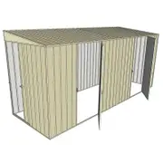 Build-a-Shed 1.5 x 4.5 x 2m Sliding Door Tunnel Shed with Side Doors - Cream