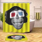 Funny Chimpanzee Ape Monkey Wearing 3D Glasses Shower Curtain