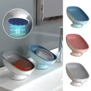 Suction Cup Fixed Soap Dish Bathroom Soap Container Box Self Draining Holder~