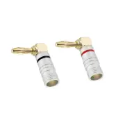 Banana Plugs 90 Degree Speaker Banana Plug 4mm Gold-Plated Copper Red Black 2Pcs