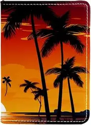[CWAGFEQZ] Passport Holder,Passport Wallet,Passport and Vaccine Card Holder Combo,Beach Palm Tree Sunset