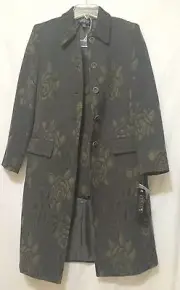 Kasper The Algonquin Moss Multi Green Floral Wool Blend Skirt Suit Long Jacket 6