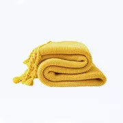 Soft Tassel Fringe Knitting Throw Rugs Sofa Couch Bedding 130 x 170 Yellow