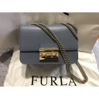 在飛比找蝦皮購物優惠-（全新）furla 鍊帶藍色小方包_微瑕