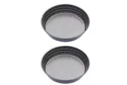 2x Mastercraft Crusty Bake 24cm Non-Stick Deep Pie Tin Baking Mould Tray Black
