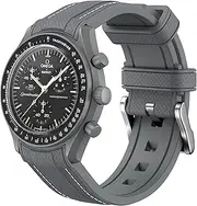[REBANDACE] Strap for Omega x Swatch MoonSwatch Watch 20mm,No Gap Soft Silicone Omega X Swatch Moonswatch Speedmaster Replacement Strap,Curved Moonswatch Swatch strap for Men Women